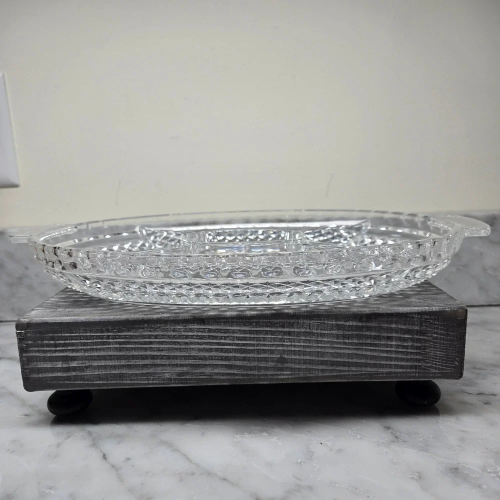 OLIVIA Fine Full Lead Glass Crystal Oval Relish Serving Dish Western Germany 14